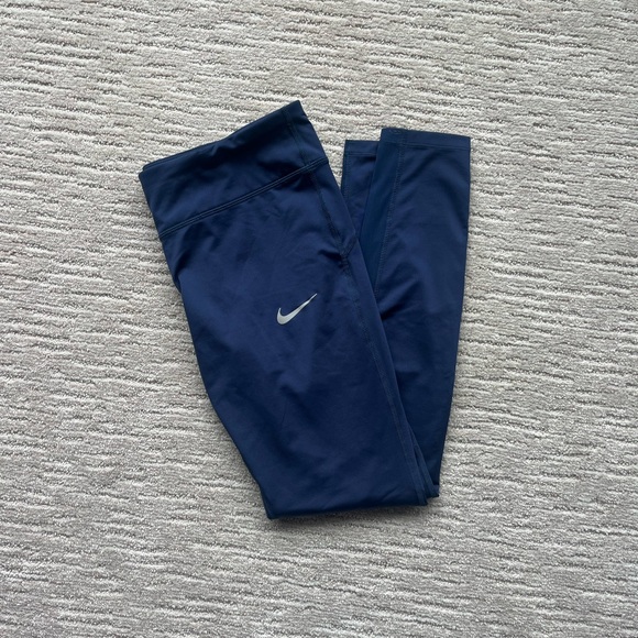 Nike Dri-Fit Blue Leggings Athletic Wear with Pockets - Picture 1 of 5